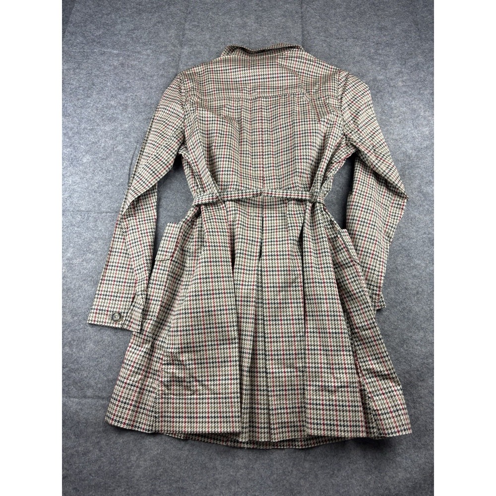 CAbi Sherlock Houndstooth Belted Trench Jacket Womens M Academia Gossip Girl Y2K - Picture 6 of 7